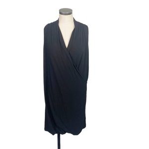 NWT Bryn Walker Bamboo Cotton Sleeveless Faux Wrap Black Dress. Size Small